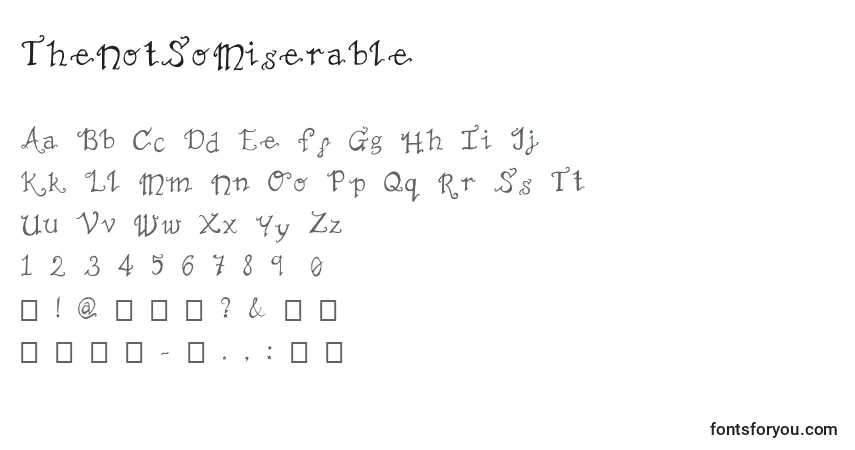 TheNotSoMiserable-fontti – aakkoset, numerot, erikoismerkit