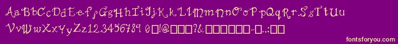 TheNotSoMiserable-Schriftart – Gelbe Schriften auf violettem Hintergrund
