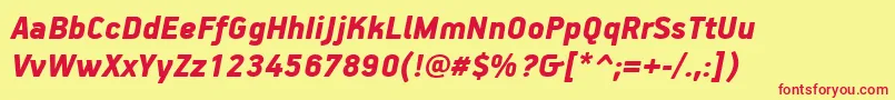 Fonte PfhandbookproBlackitalic – fontes vermelhas em um fundo amarelo