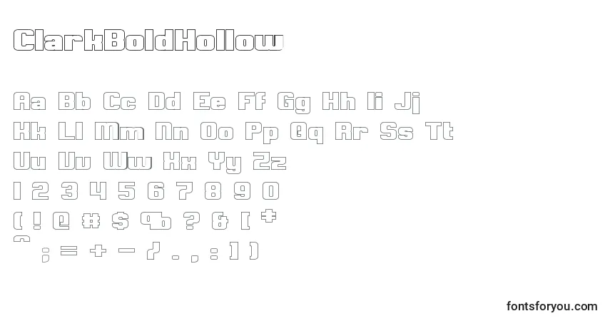ClarkBoldHollow-fontti – aakkoset, numerot, erikoismerkit