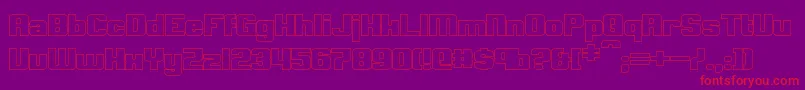 ClarkBoldHollow-Schriftart – Rote Schriften auf violettem Hintergrund