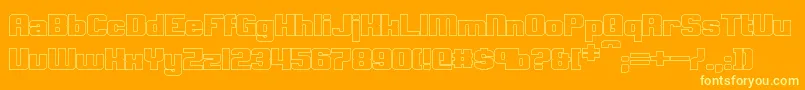 ClarkBoldHollow-Schriftart – Gelbe Schriften auf orangefarbenem Hintergrund