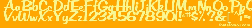 EmRegularTtstd-Schriftart – Gelbe Schriften auf orangefarbenem Hintergrund