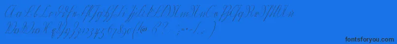 Wiegelkurrent-Schriftart – Schwarze Schriften auf blauem Hintergrund