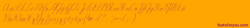 Wiegelkurrent-Schriftart – Violette Schriften auf orangefarbenem Hintergrund