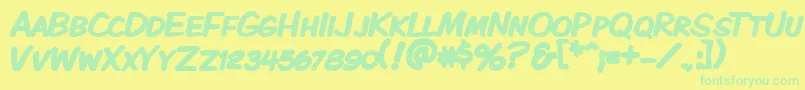 KomikaDisplayKapsBold Font – Green Fonts on Yellow Background