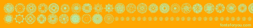 Fonte KaleidoscopicMind – fontes verdes em um fundo laranja