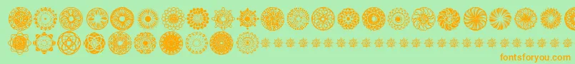 Czcionka KaleidoscopicMind – pomarańczowe czcionki na zielonym tle