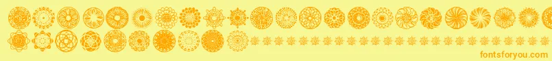 KaleidoscopicMind-fontti – oranssit fontit keltaisella taustalla