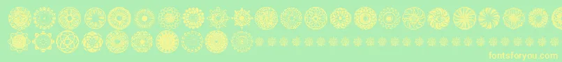 KaleidoscopicMind-Schriftart – Gelbe Schriften auf grünem Hintergrund