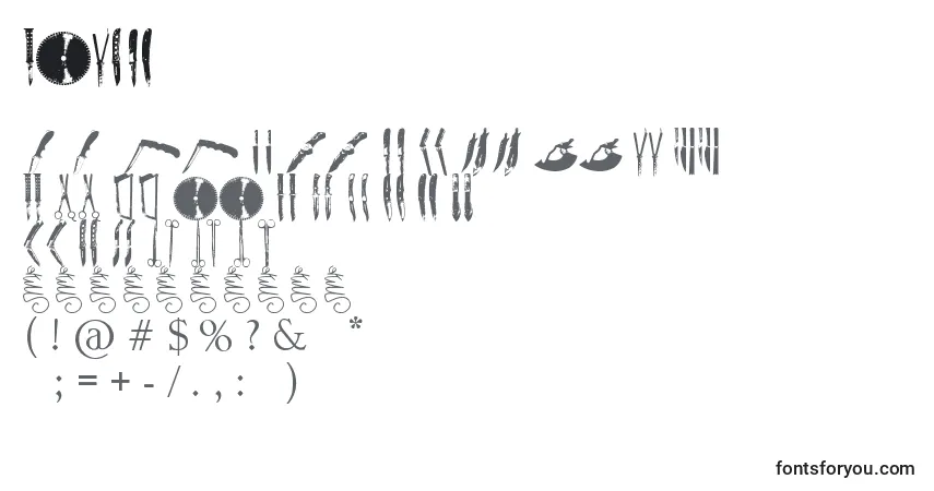 Schriftart Knives – Alphabet, Zahlen, spezielle Symbole