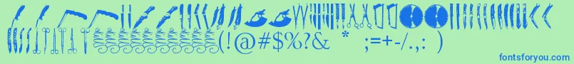 Knives Font – Blue Fonts on Green Background