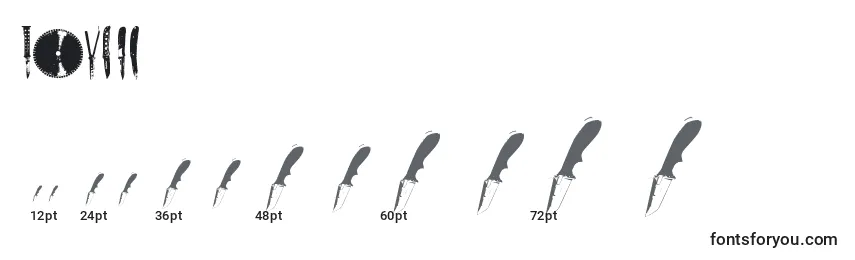 Größen der Schriftart Knives