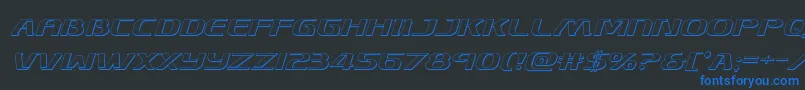 Skymarshal3Dital-Schriftart – Blaue Schriften auf schwarzem Hintergrund