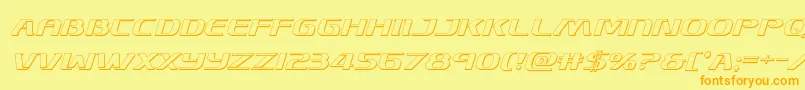 フォントSkymarshal3Dital – オレンジの文字が黄色の背景にあります。