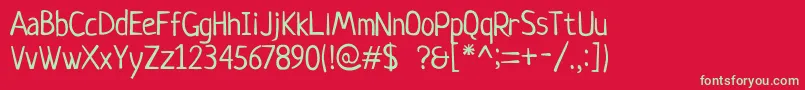 Neucha Font – Green Fonts on Red Background