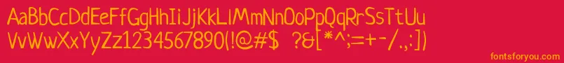 Neucha Font – Orange Fonts on Red Background