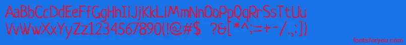 Neucha Font – Red Fonts on Blue Background