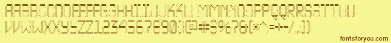 フォントALcdnovaotl – 茶色の文字が黄色の背景にあります。