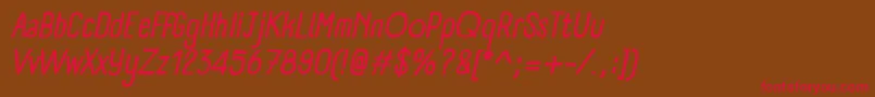 フォントPanforteRegularItalic – 赤い文字が茶色の背景にあります。