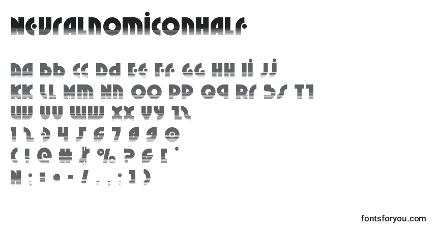 Шрифт Neuralnomiconhalf – алфавит, цифры, специальные символы