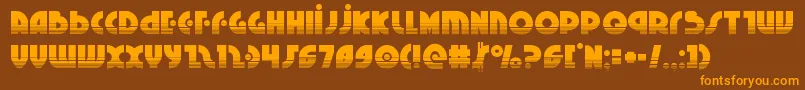 フォントNeuralnomiconhalf – オレンジ色の文字が茶色の背景にあります。