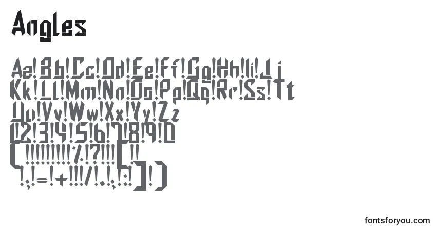 Angles-fontti – aakkoset, numerot, erikoismerkit