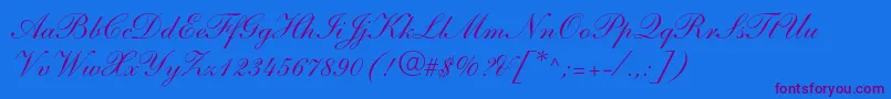 ShelleyltstdScript Font – Purple Fonts on Blue Background