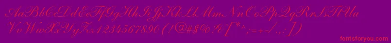 ShelleyltstdScript-fontti – punaiset fontit violetilla taustalla