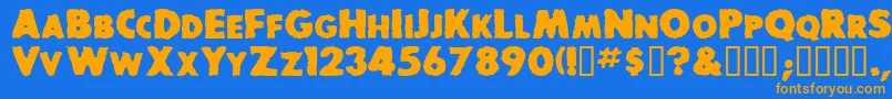 BaddogscapssskBold Font – Orange Fonts on Blue Background