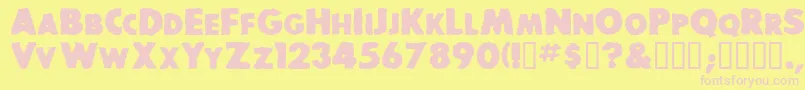 フォントBaddogscapssskBold – ピンクのフォント、黄色の背景
