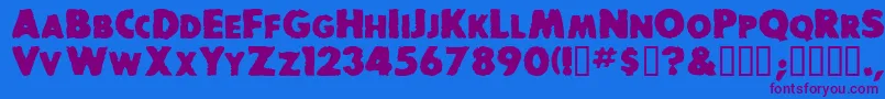 BaddogscapssskBold Font – Purple Fonts on Blue Background