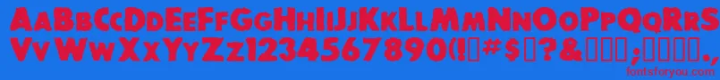 BaddogscapssskBold Font – Red Fonts on Blue Background