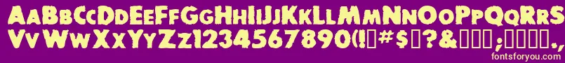 BaddogscapssskBold Font – Yellow Fonts on Purple Background