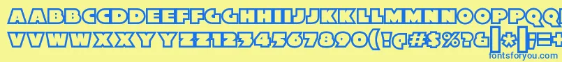 フォントXylitolOutline – 青い文字が黄色の背景にあります。