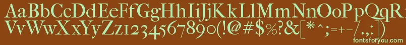 フォントFefcrm2 – 緑色の文字が茶色の背景にあります。