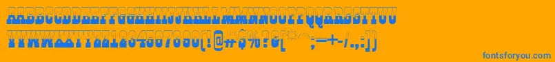 AGildiatitulbw-Schriftart – Blaue Schriften auf orangefarbenem Hintergrund