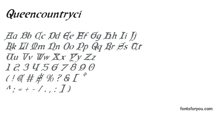 Queencountryci-fontti – aakkoset, numerot, erikoismerkit