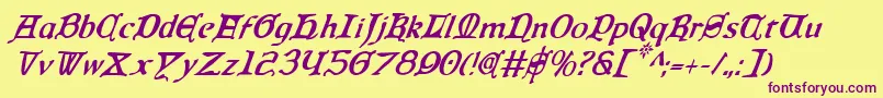 Queencountryci Font – Purple Fonts on Yellow Background