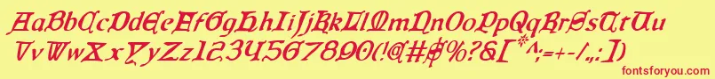 Queencountryci Font – Red Fonts on Yellow Background