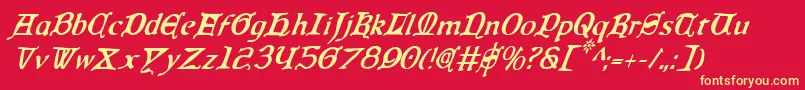 Queencountryci Font – Yellow Fonts on Red Background