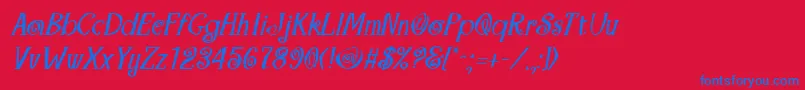 Fonte MaracaBoldItalic – fontes azuis em um fundo vermelho