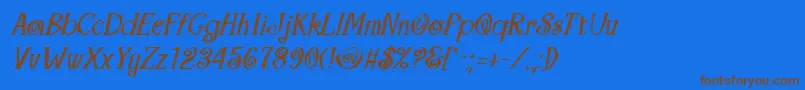 MaracaBoldItalic-Schriftart – Braune Schriften auf blauem Hintergrund