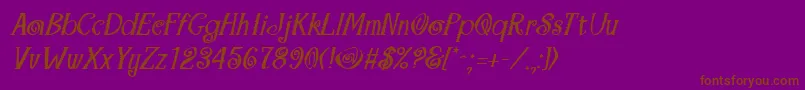 MaracaBoldItalic-Schriftart – Braune Schriften auf violettem Hintergrund