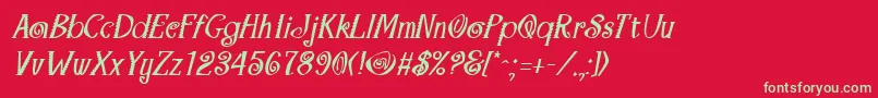 MaracaBoldItalic Font – Green Fonts on Red Background