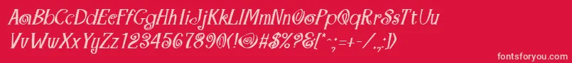 フォントMaracaBoldItalic – 赤い背景にピンクのフォント