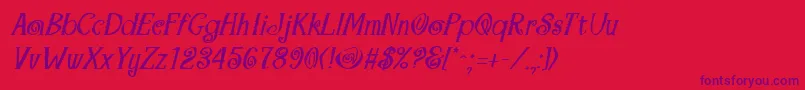 Czcionka MaracaBoldItalic – fioletowe czcionki na czerwonym tle