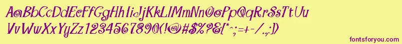 MaracaBoldItalic Font – Purple Fonts on Yellow Background