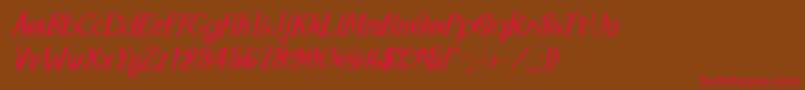 MaracaBoldItalic Font – Red Fonts on Brown Background