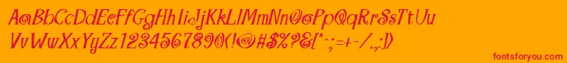 MaracaBoldItalic-Schriftart – Rote Schriften auf orangefarbenem Hintergrund